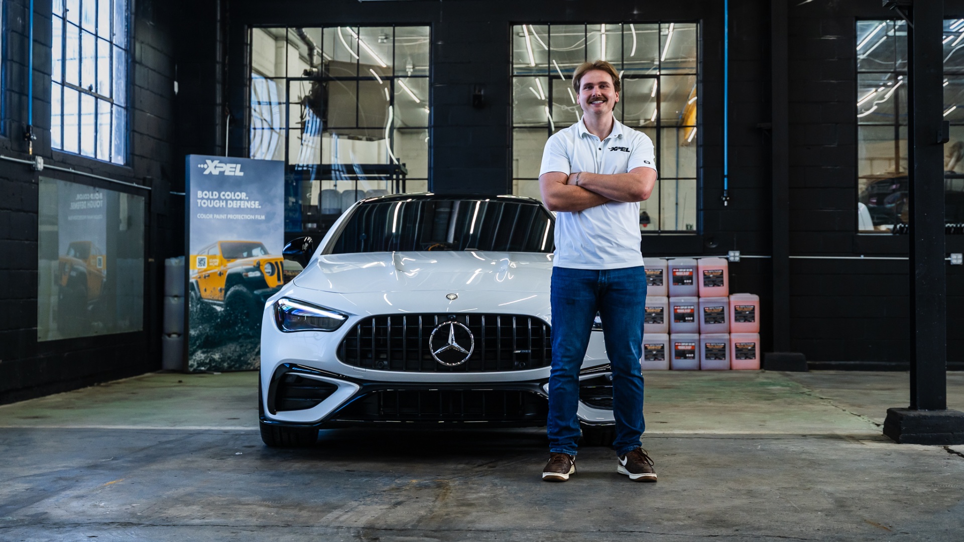 Mercedes-AMG in the Deluxe Detail XPEL install bay